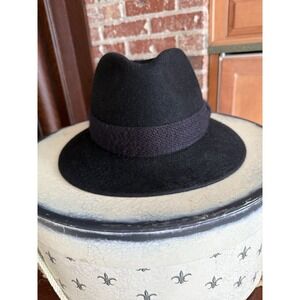 Mayser Mens Black Wool Mohair Vintage Fedora Hat Size 57 Us 7